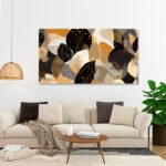 tablou canvas abstract living modern frunze si forme in culori calde