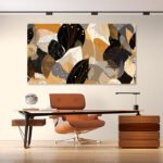 tablou canvas birou abstract frunze si forme in culori calde