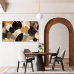 tablou canvas dinner abstract frunze si forme in culori calde