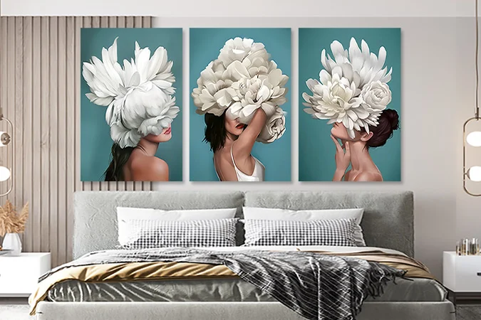 tablou-canvas-fashion-dormitor-femeia-floare-11388-675x450 femeia floare 3 piese dormitor