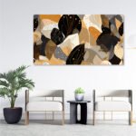 tablou canvas hol abstract frunze si forme in culori calde