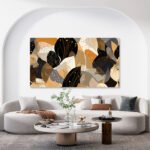 tablou canvas living abstract frunze si forme in culori calde