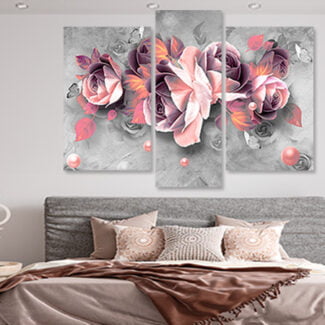 tablouri decor dormitor flori trandafiriroz