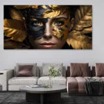 tablou living modern fashion frunze aurii