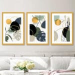 ablouri canvas living frunze albastru auriu