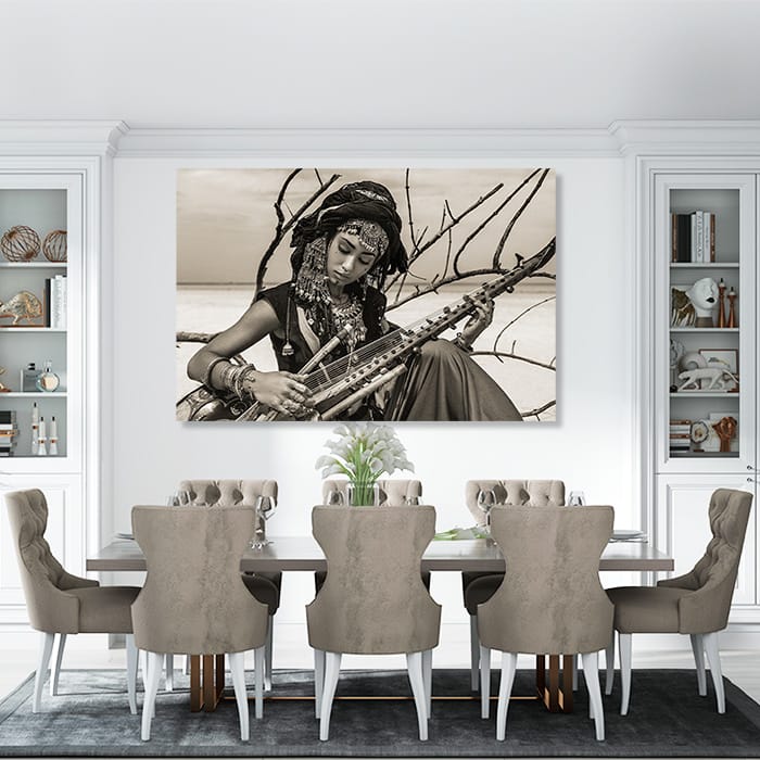 tablou canvas beauty dinner cantareata sepia