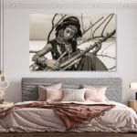 tablou canvas dormitor beauty cantareata sepia