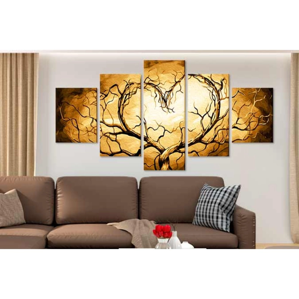 tablou canvas inima 5 piese living